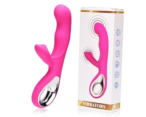 Curved Silicone Vibrator Plus Rose Red
