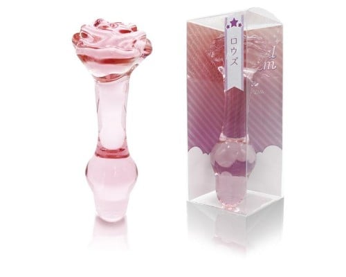Crystal Gem Rose Glass Dildo