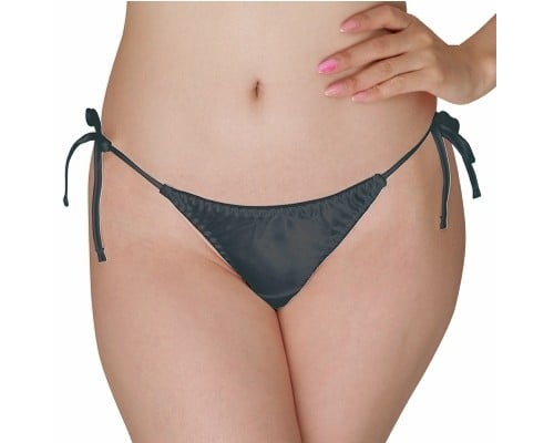 Glossy Satin Full-Back Panties XL Black