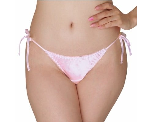 Glossy Satin Full-Back Panties XL Pink