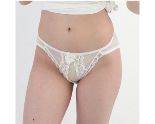 Two-Way Mesh Stretchy Lacy Full-Back Panties White