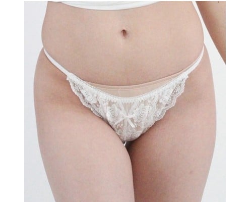 See-Through Lacy Full-Back Panties White