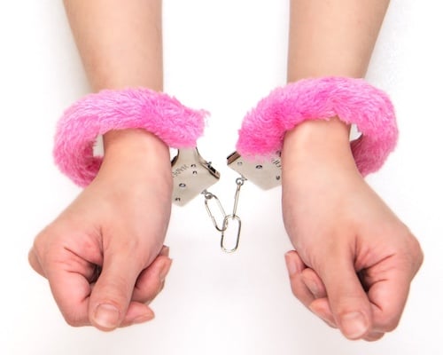 Fluffy Boa Love Handcuffs Pink