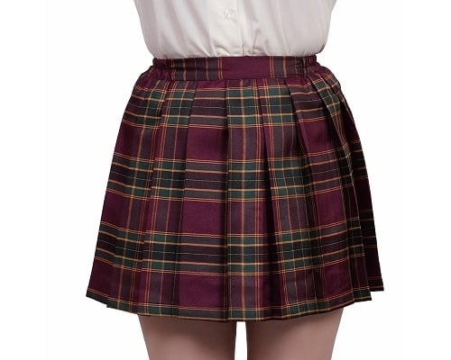 Plaid Schoolgirl Skirt Dark Red