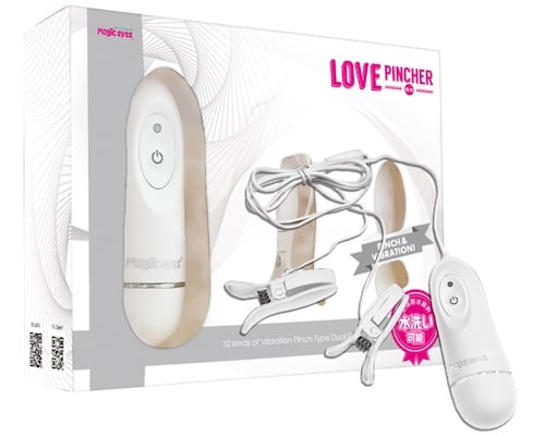 Love Pincher Vibrating Nipple Clamps White