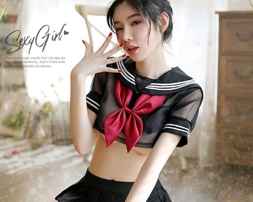 Sexy See-Through Sailor Schoolgirl Uniform