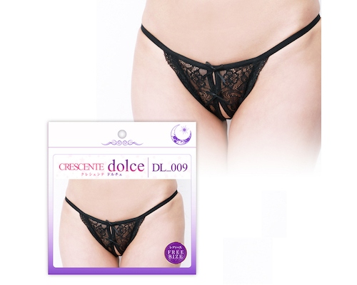 Crescente Dolce Open Crotch and Butt Panties Black
