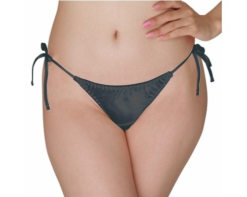 Glossy Side Strap T-back Panties Black XL