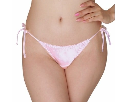 Glossy Side Strap T-back Panties Pink L