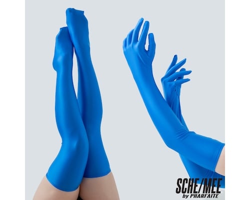 Sexy Opera Gloves Knee-High Stockings M Blue