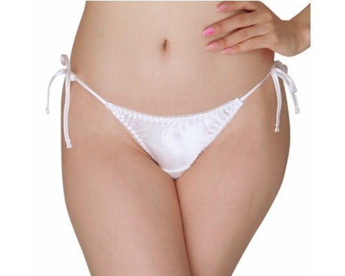 Glossy Satin Full-Back Panties L White