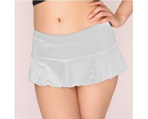 Stretchy Flared Miniskirt White