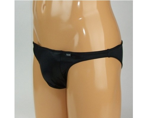 Men's Glossy Stretchy Full-Back Underwear with Ball Sack L Black