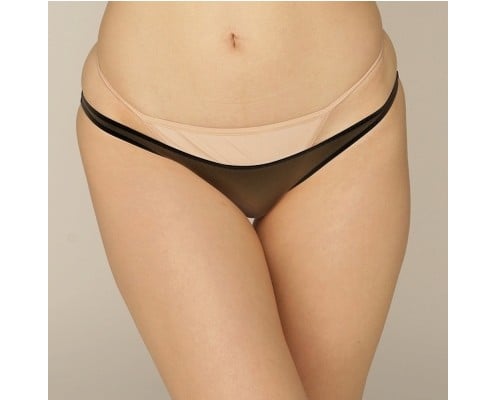 Unisex Stretchy Thin Super Low-Rise Half-Back Panties Black