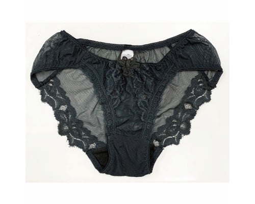 Two-Way Mesh Stretchy Lacy Full-Back Panties Black