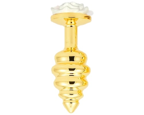 Baranal Cooled and Heated Metal Butt Plug L White Rose