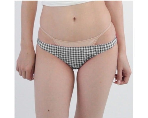 Two-Way Stretchy Full-Back Panties Black and White Check