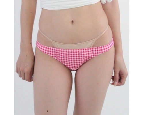 Two-Way Stretchy Full-Back Panties Pink and White Check