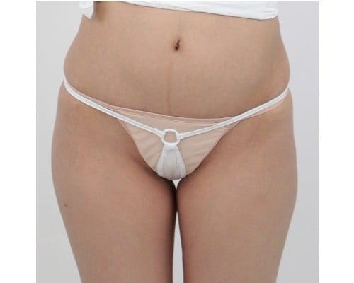 Glossy G-String with Ring White