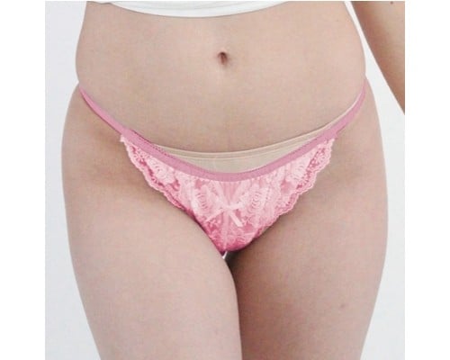 See-Through Lacy Full-Back Panties Pink