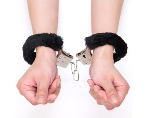 Fluffy Boa Love Handcuffs Black