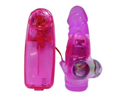 Mini Cock and Balls Vibrator Pink