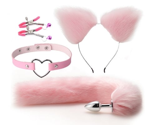 Catgirl Cosplay Costume Restraint Set Pink
