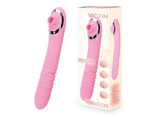 Vacuum Suction Piston Dildo Vibrator Pink