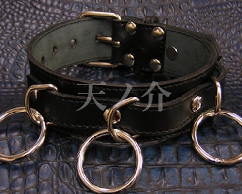 Leather Bondage Collar with Padlock