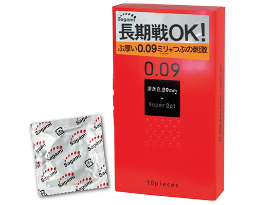 Sagami 0.09 mm Super Dot Condoms (Pack of 10)