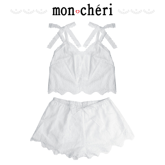 Mon Cheri Roomwear White Lacy Camisole and Panties
