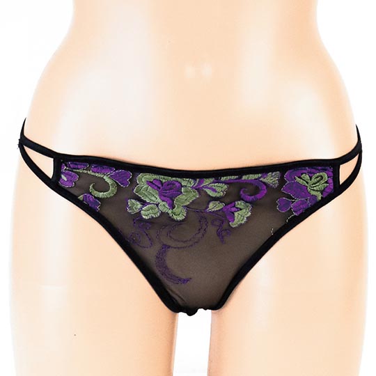 Mon Cheri Sexy Lingerie Purple Flower Stitch Bra Set