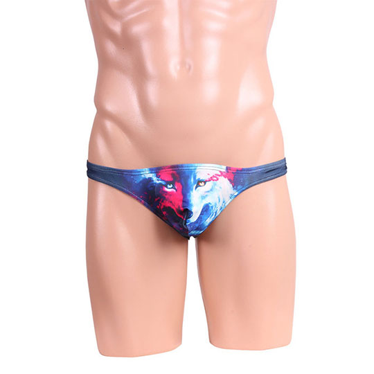 Strong and Sexy Wolf-Print Mens Thong