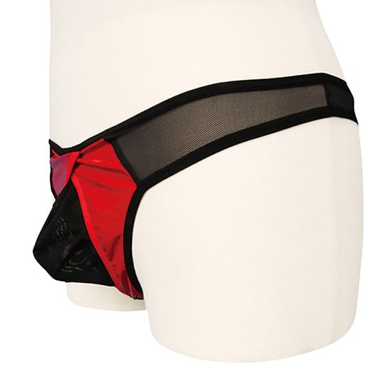 Red Enamel and Black Mesh 3D Briefs