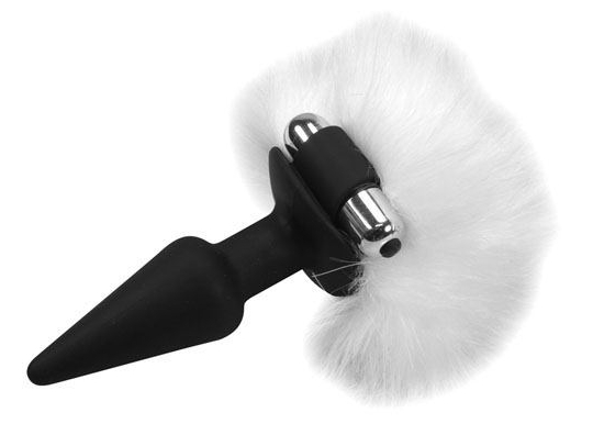 The Rabbit Tail Vibrating Butt Plug features. 