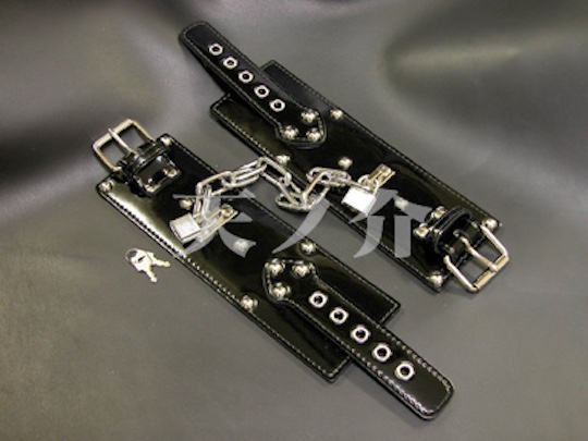 Enamel Leather Wrist-Ankle Cuffs - High-quality BDSM restraints - Kanojo Toys