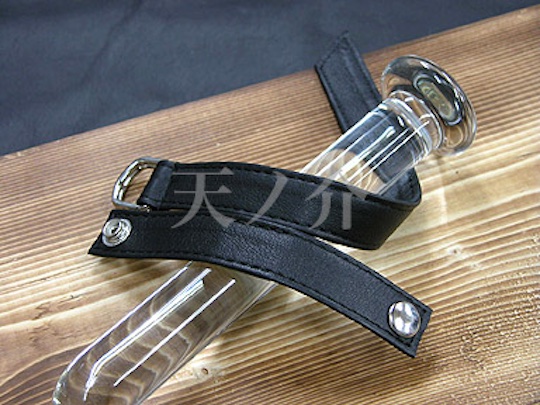 BDSM Leather Snap-Fastener Cock Restraint Ring - For balls, shaft - Kanojo Toys