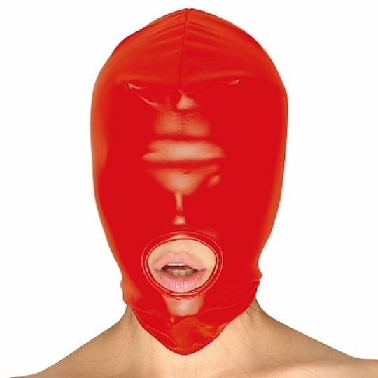 Enamel Stretchy Open Mouth Head Restraint Mask - BDSM gimp hood headwear - Kanojo Toys