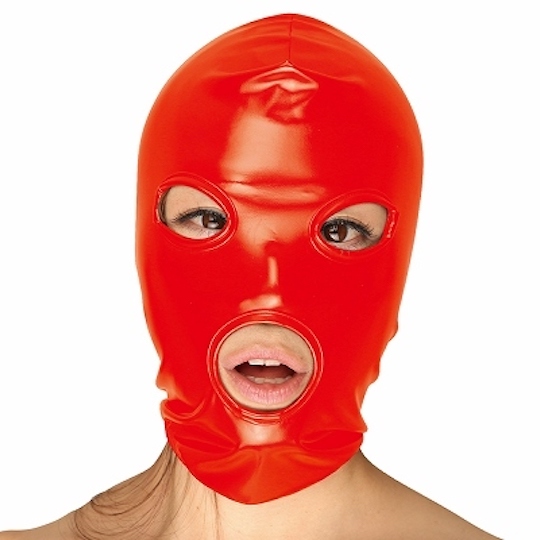 Enamel Stretchy Open Mouth and Eyes Head Restraint Mask - BDSM gimp hood - Kanojo Toys