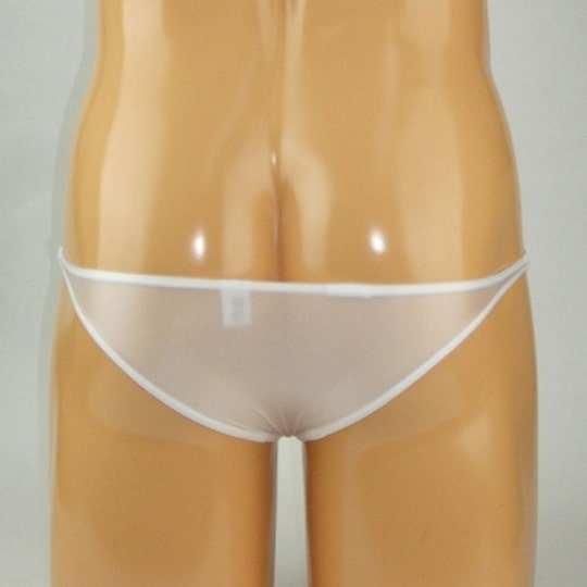 Men's Two-Way Stretchy See-Through Full-Seam Half-Back Panties White L - Male underwear with penis pocket - Kanojo Toys