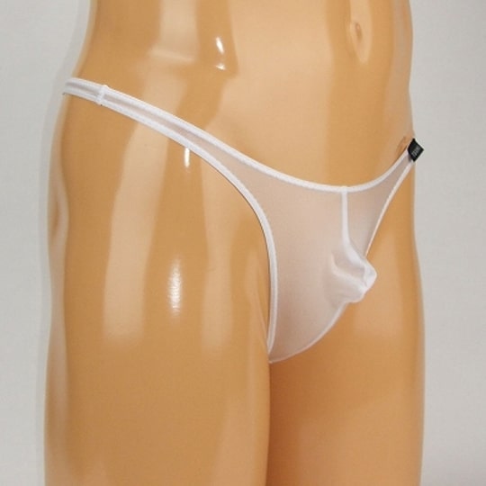 Men's Two-Way Stretchy See-Through Full-Seam Thong White L - Male revealing underwear - Kanojo Toys