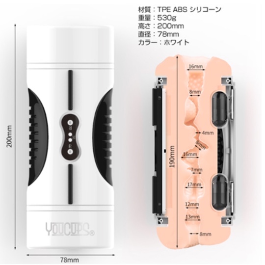 Youcups Twins V Powered Masturbator - Electric masturbator with twin vibrators - Kanojo Toys
