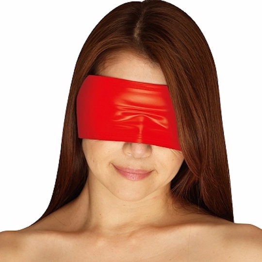 Enamel Stretchy Eye Mask - Red, glossy BDSM blindfold - Kanojo Toys