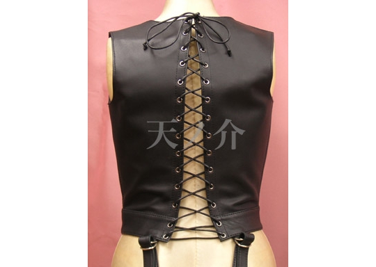 All-in-One Gimp Suit with Corset Back - Leather BDSM bondage suit - Kanojo Toys