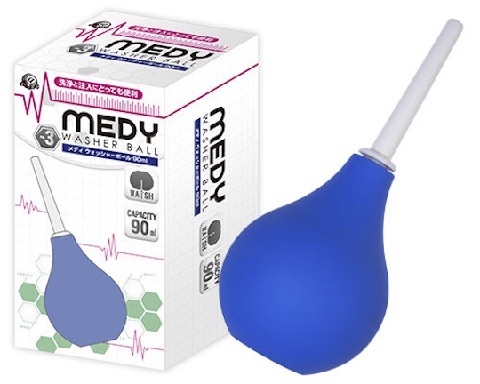 Medy Washer Ball Anal Cleaner 90 ml (3 fl oz) - Practical squeeze-pump cleaning douche - Kanojo Toys