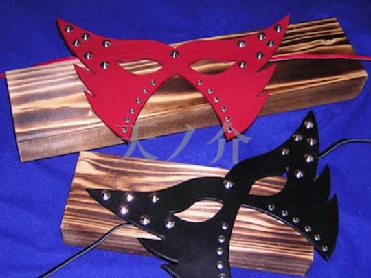 BDSM Studded Leather Tiger's Eye Mask - Bondage eye cover with holes - Kanojo Toys