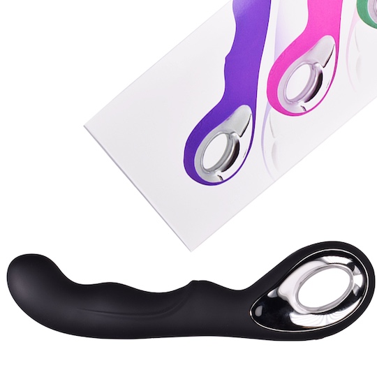Curved Silicone Vibrator Black - Vibrating vaginal dildo - Kanojo Toys