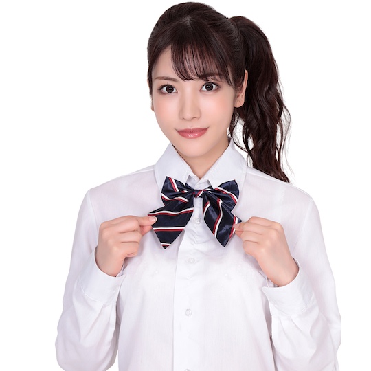 Cute Schoolgirl Ribbon Bow Navy Regimental Stripes - School student costume item - Kanojo Toys