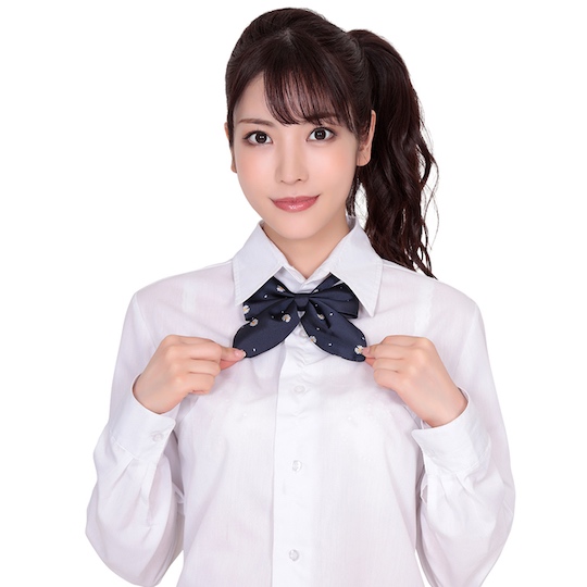 Cute Schoolgirl Ribbon Bow Navy Floral - School student cosplay costume item - Kanojo Toys
