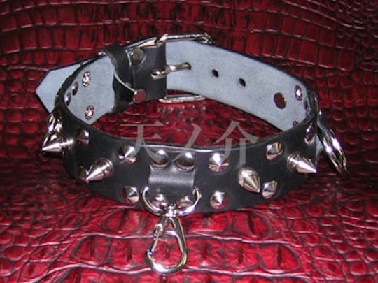 BDSM Leather Neck Holder - Studded neck restraint collar - Kanojo Toys
